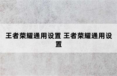 王者荣耀通用设置 王者荣耀通用设置